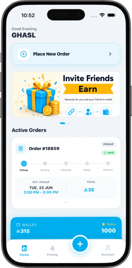 GHASL app — laundry pickup and delivery from your doorstep