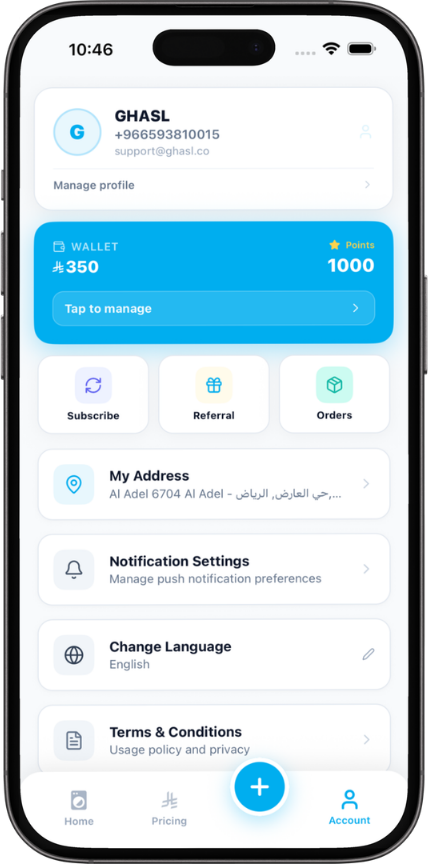 Track your laundry order in the GHASL app
